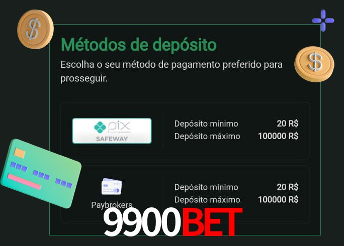 O cassino 9900BETbet oferece uma grande variedade de métodos de pagamento